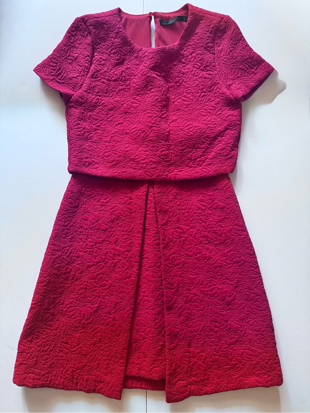 Zara Trafaluc Elegant Red Textured Dress in Size XS in EUC